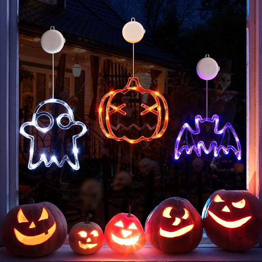 Decoraciones De Halloween: Calabaza Naranja, Fantasma Blanco, Murciélago Morado