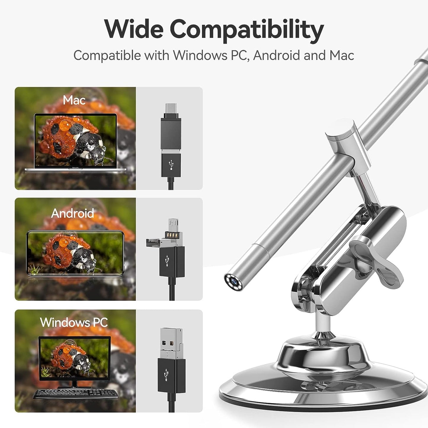 Microscopio Digital USB Portátil Con Cámara De Aumento De 10X A 200X Con Soporte, Otoscopio De Oído