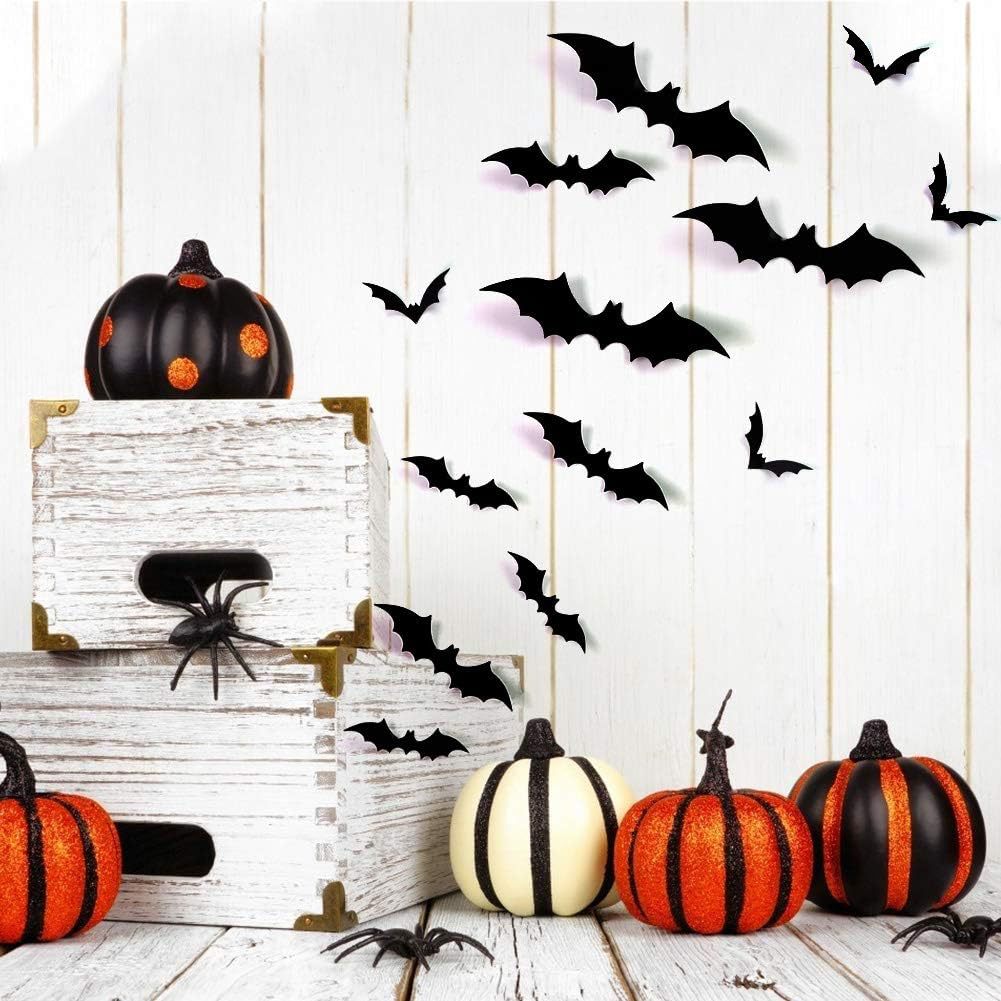 56pcs Decoración De Halloween De Pegatinas 3D De Murciélagos